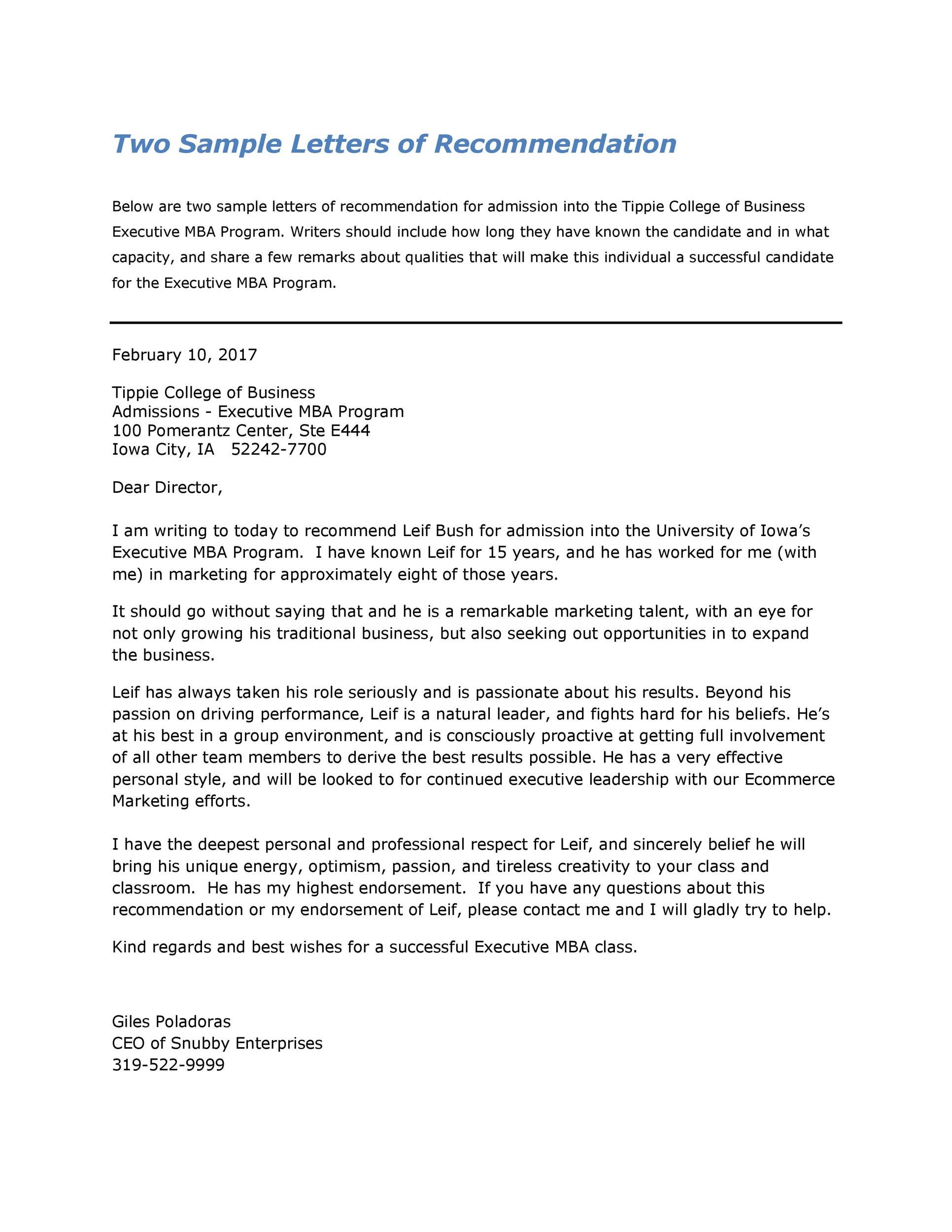 letter of recommendation samples letter of recommendation samples