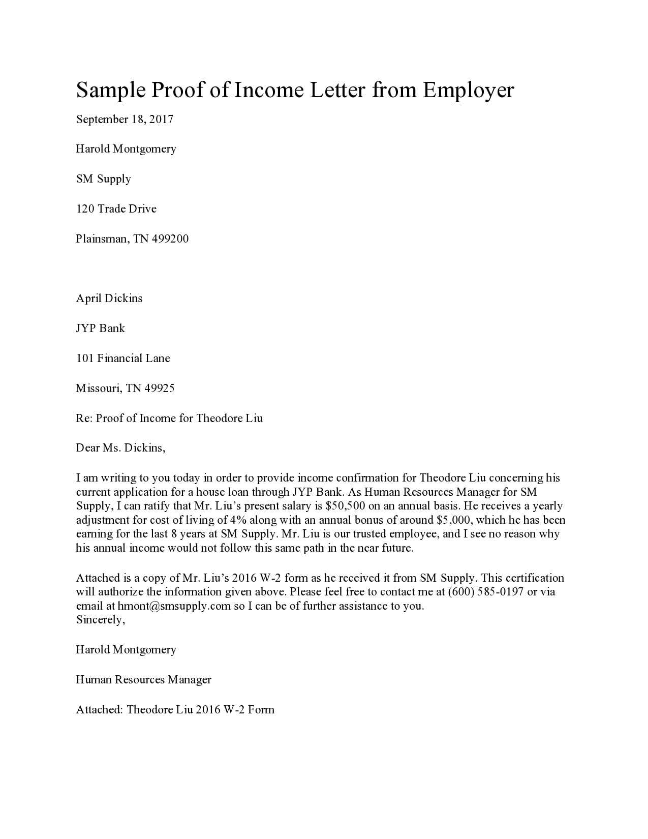 letter to confirm income letter to confirm income