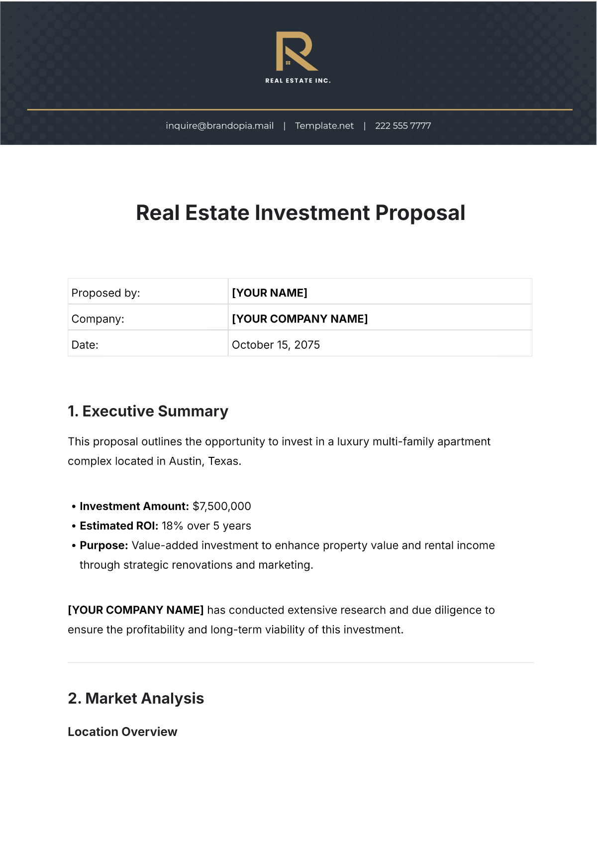 microsoft word investment proposal template microsoft word investment proposal template