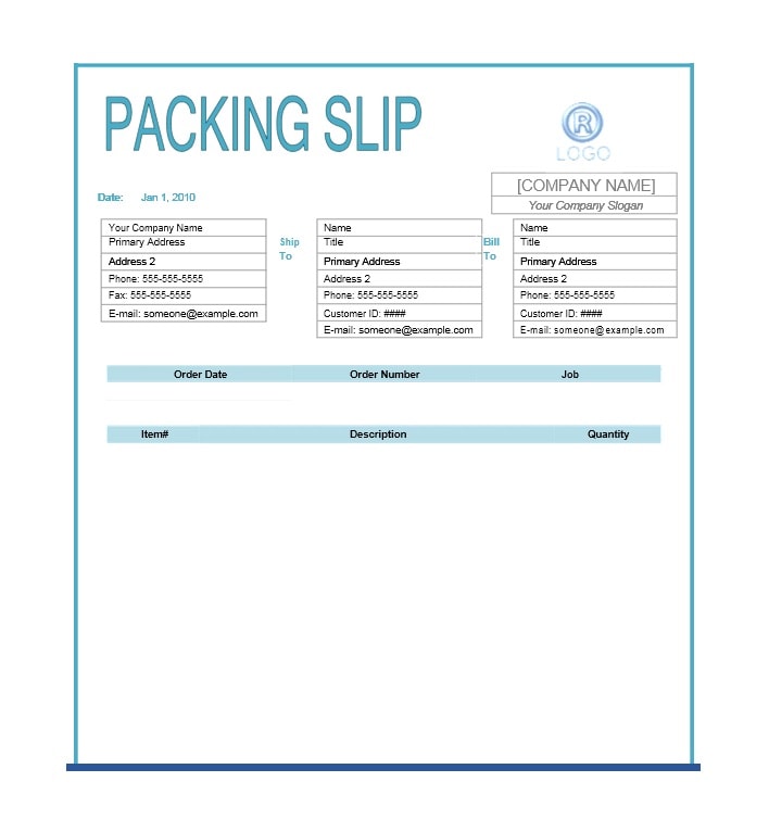 packing list