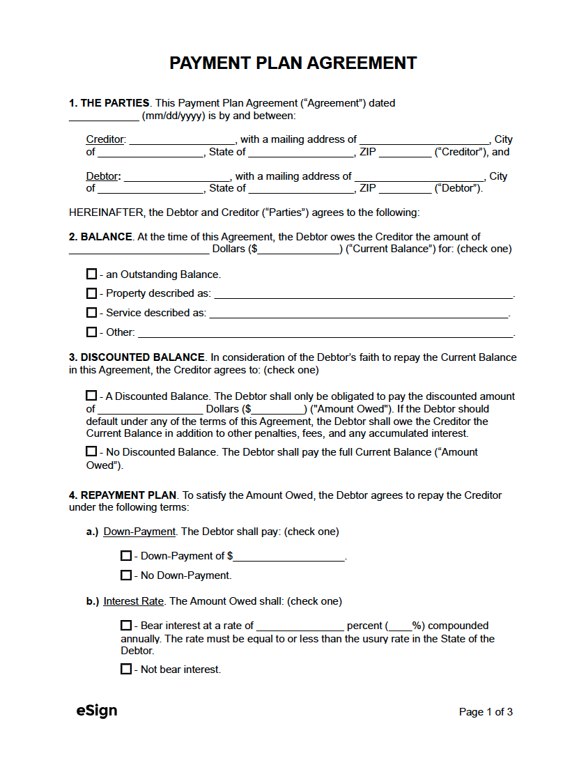 payment plan template pdf payment plan template pdf