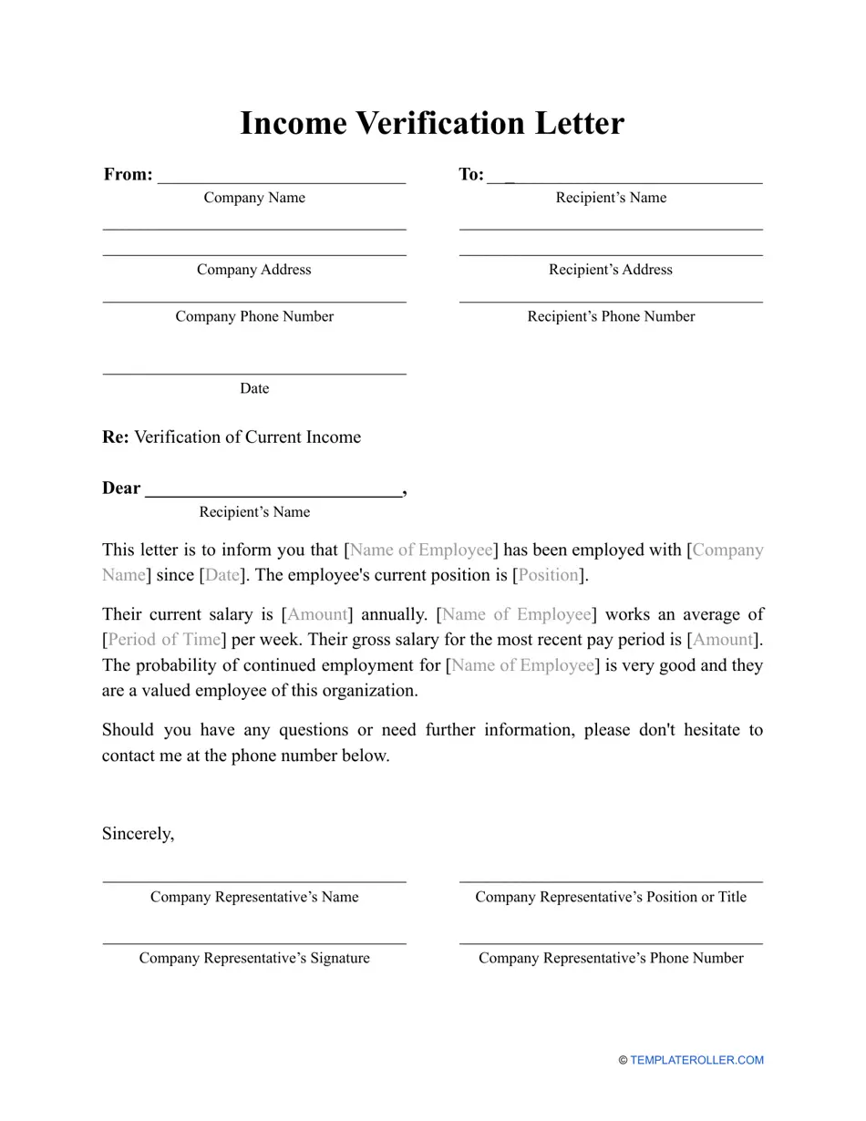 printable proof of income letter printable proof of income letter