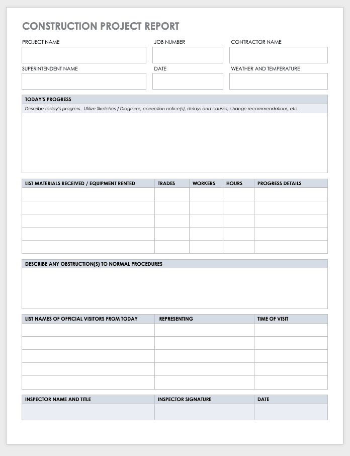 project report template word