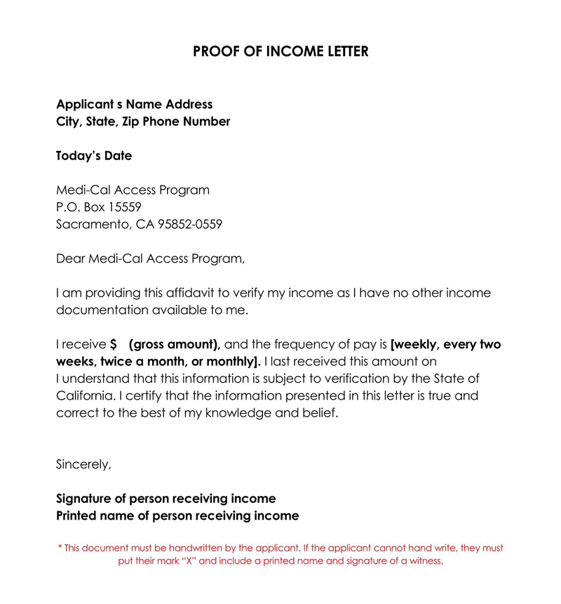 proof income letter sample proof income letter sample