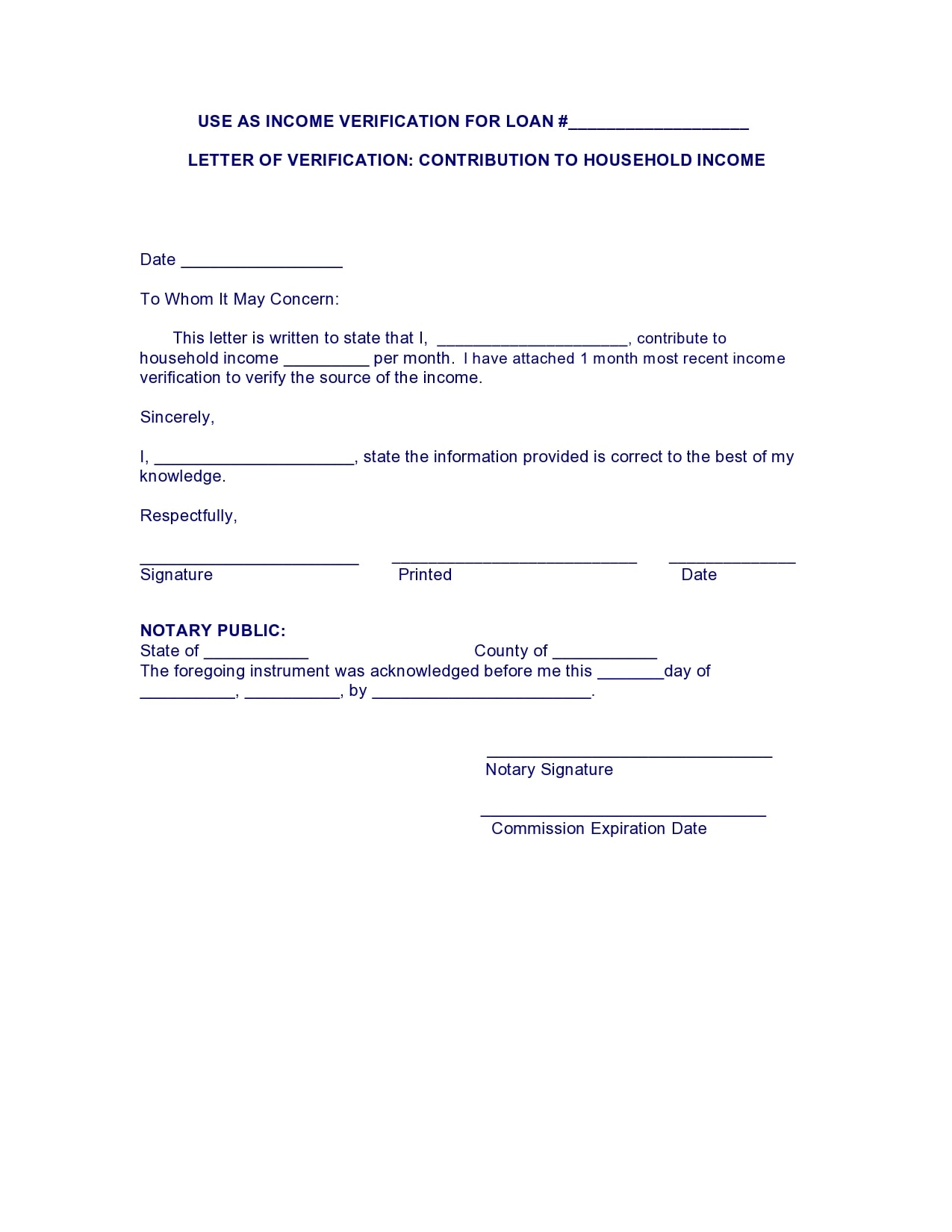 proof of income form proof of income form