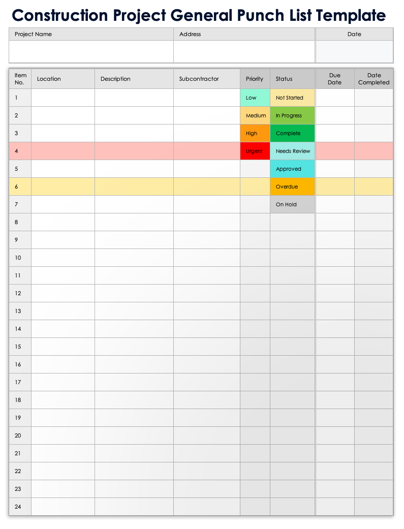 punch list template pdf punch list template pdf