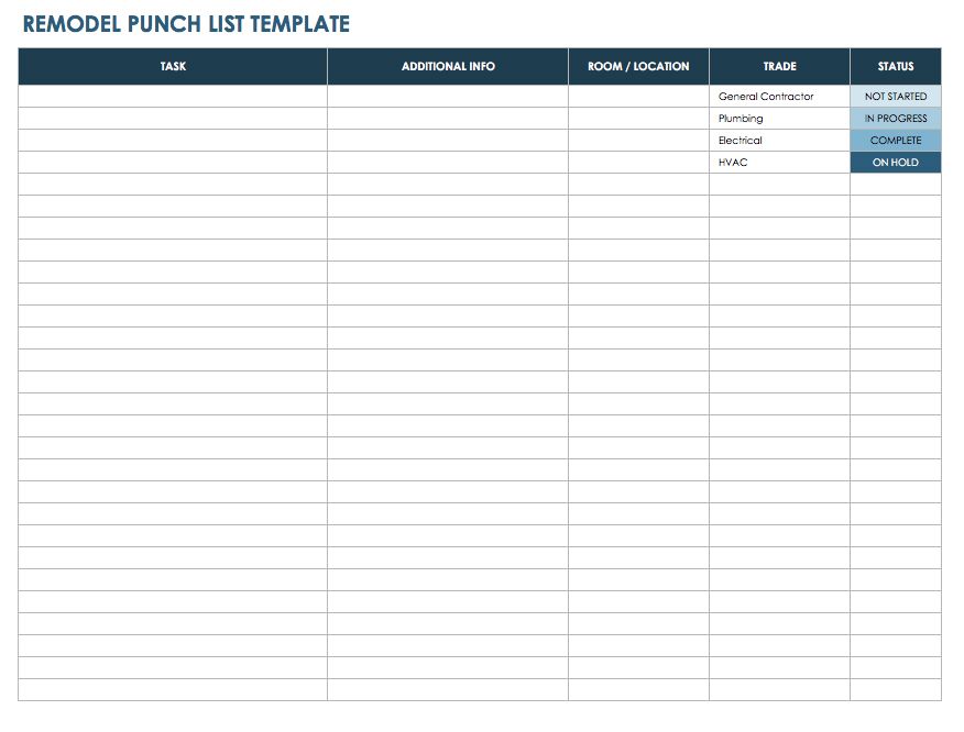 punch list template word punch list template word