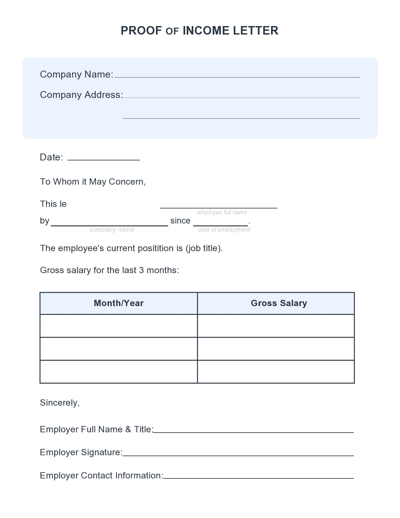 sample letter for income verification sample letter for income verification