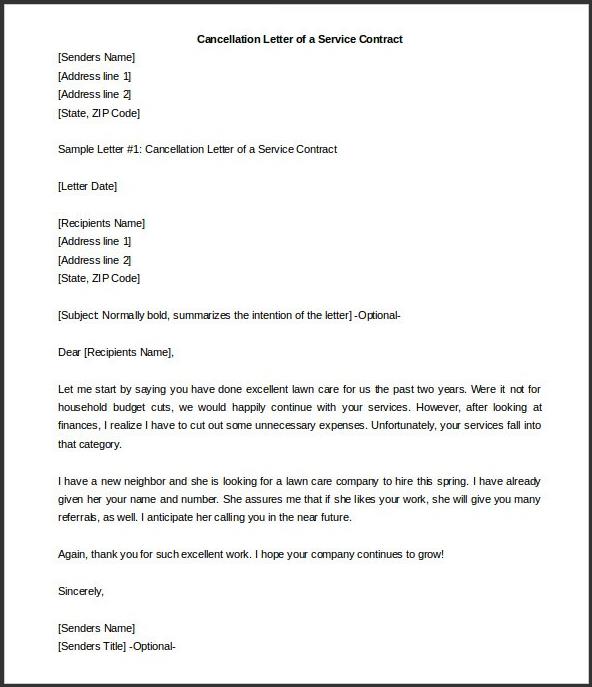 sample of service contract termination letter template doc sample of service contract termination letter template doc