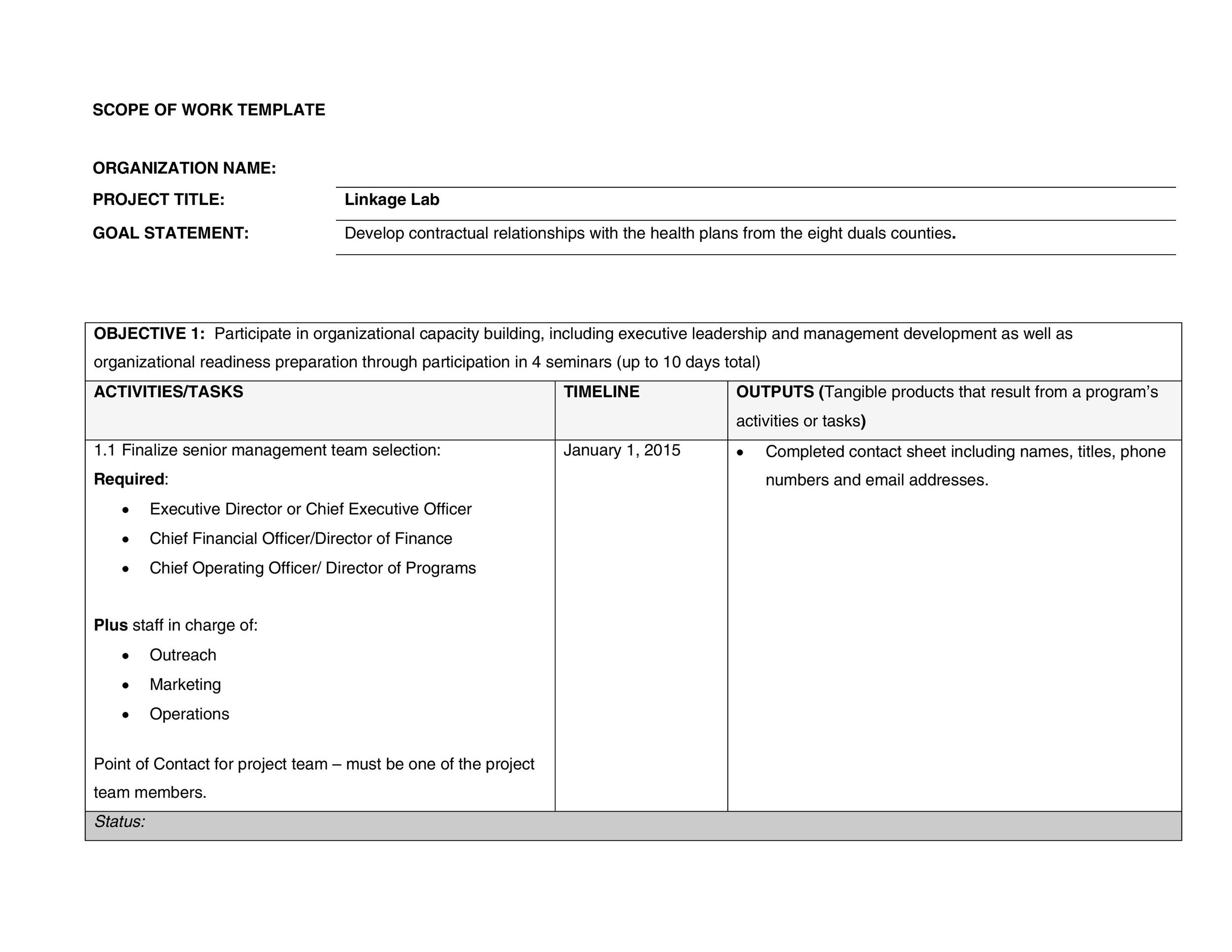 scope of works template free scope of works template free