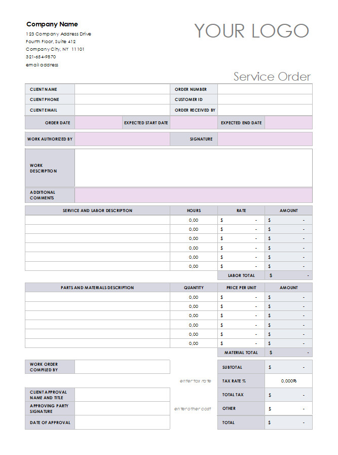 service order template