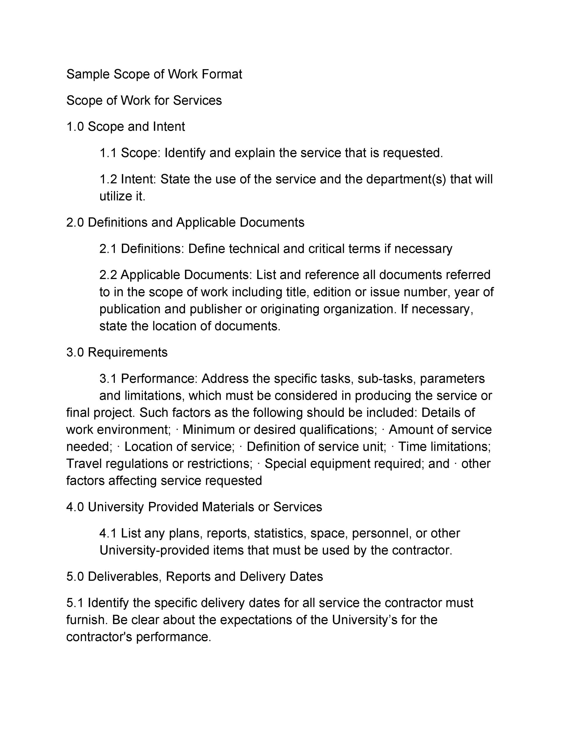 standard scope of work template standard scope of work template
