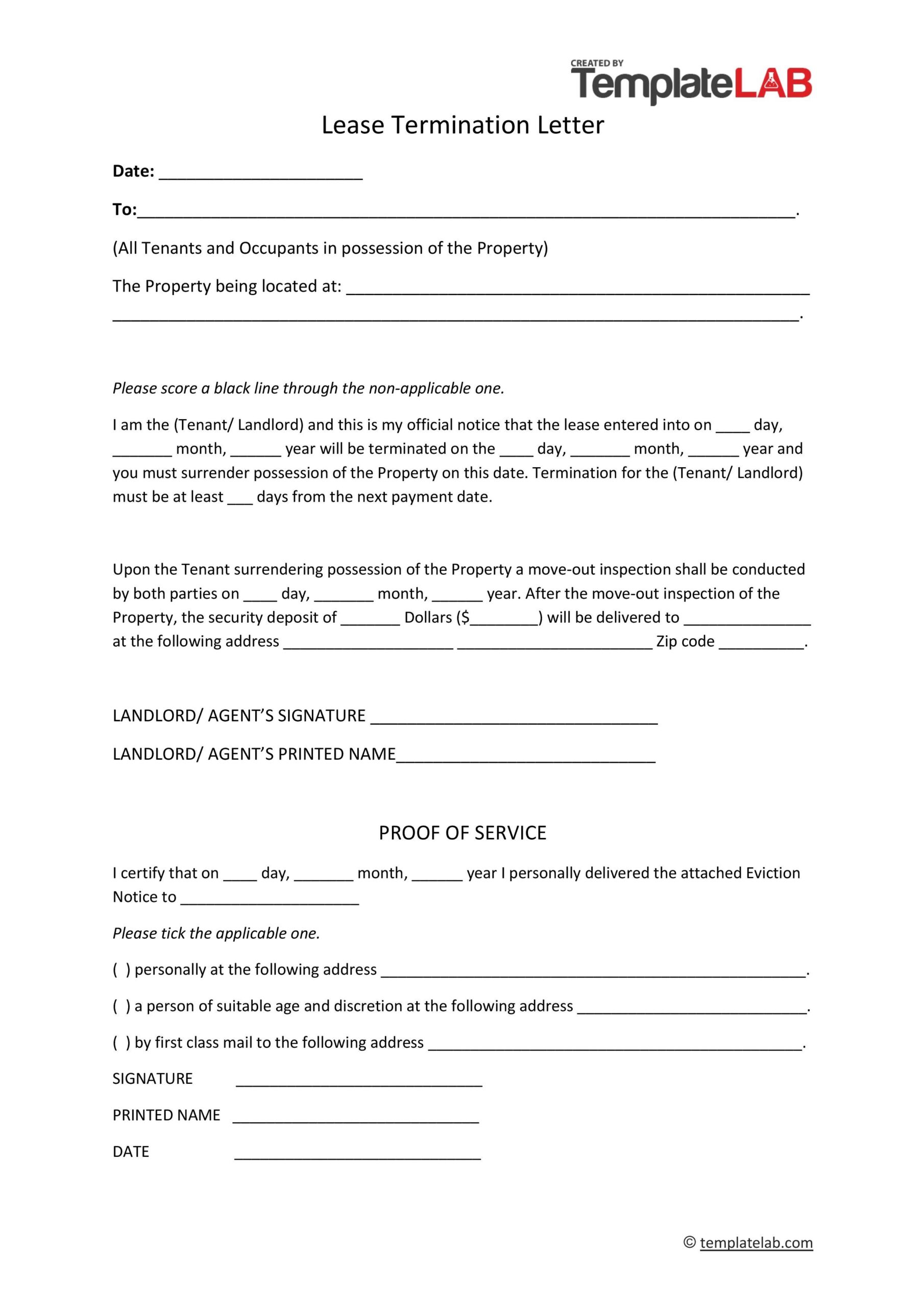 termination of lease agreement sample