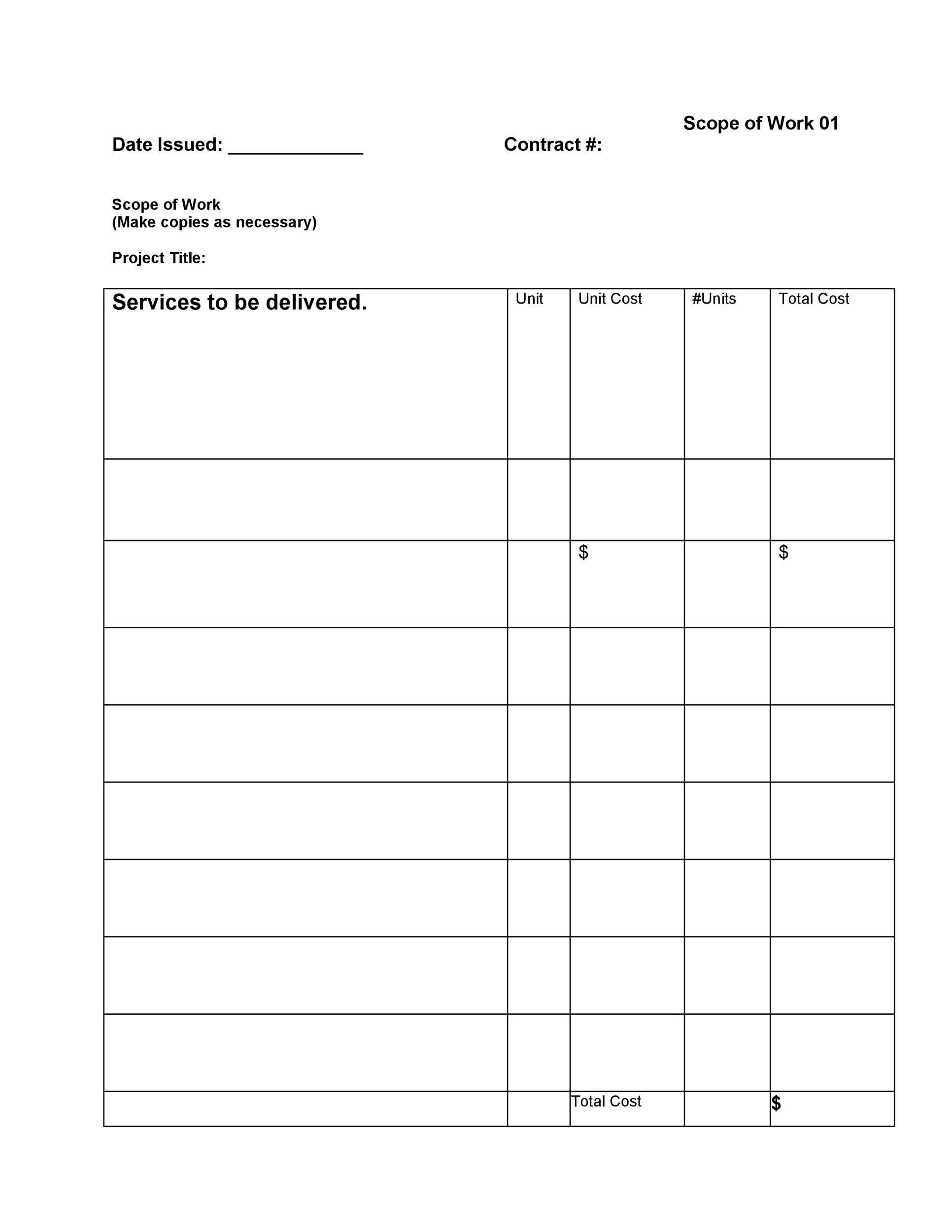 word scope of work template word scope of work template